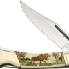 Knives * | Quick Delivery Asc5 Alaska Scrimshaw Connection Moose Lockback Pocket Knife