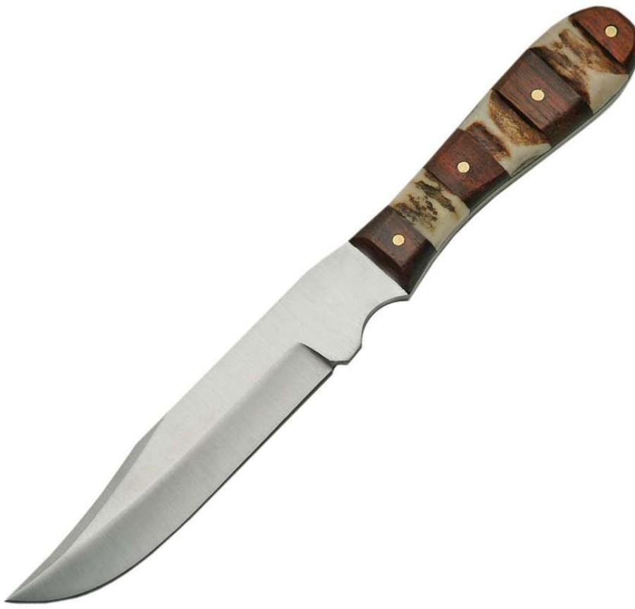 Knives * | Top Selling Ss7026 Steel Stag Mini Hunting Knife With Stag And Wood Handles