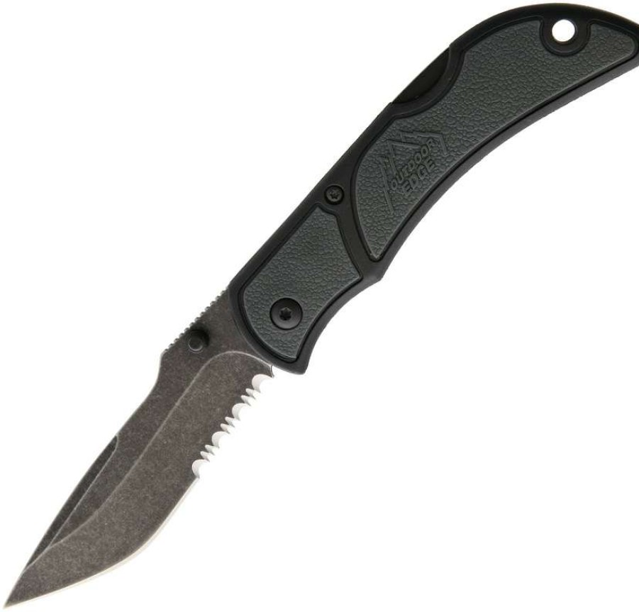 Knives * | Reliable Quality Oechy33S Outdoor Edge Chasm Pocket Knife Medium Partially Serrated Gray