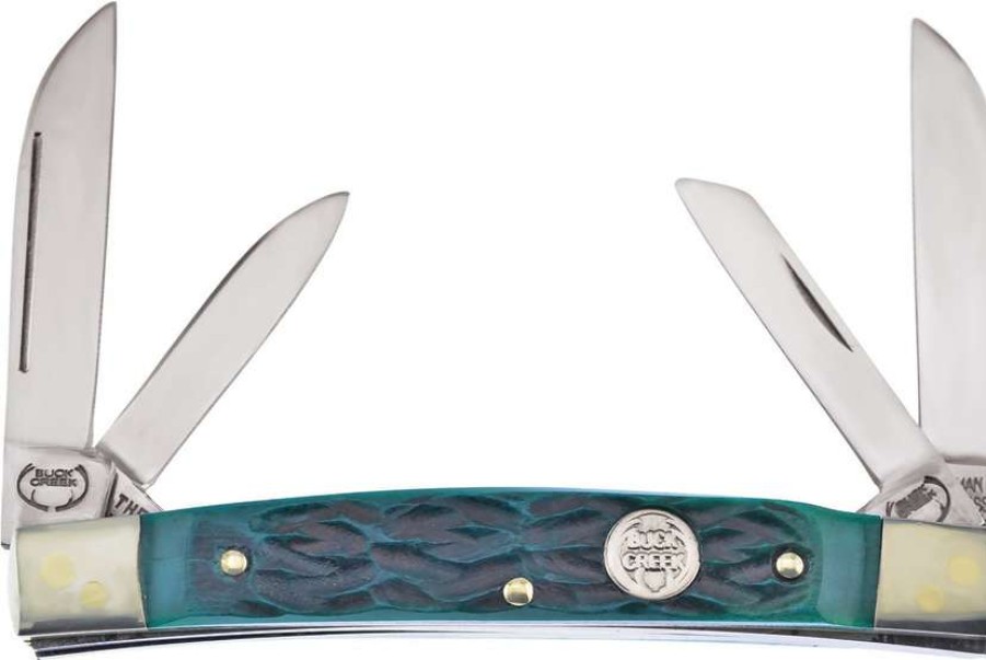 Knives * | Online Buc6682Gpb Buck Creek Little Bear & Bull Pocket Knife Green Pick Bone